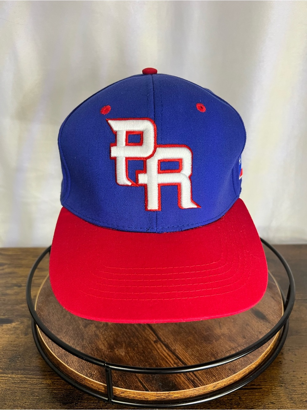 KV Sports Puerto Rico Baseball Flag Snapback Hat Cap Royal Blue Red PR